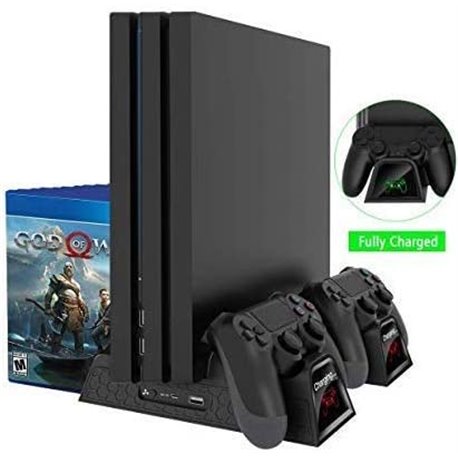 BASE VERTICALE STAND MULTI PS4 SLIM FAT PRO RICARICA CONTROLLER LED PLAYSTATION 