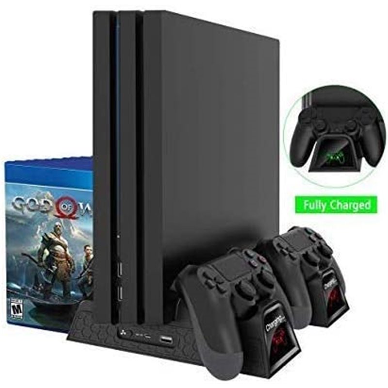 BASE VERTICALE STAND MULTI PS4 SLIM FAT PRO RICARICA CONTROLLER LED PLAYSTATION 