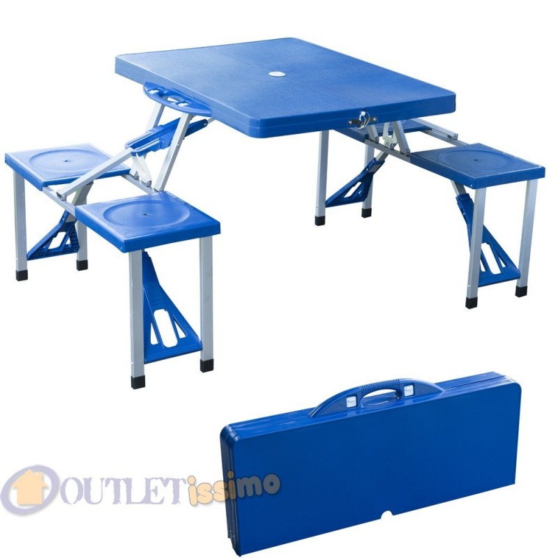 Tavolo Tavolino Pic Nic Picnic Campeggio 4 Posti Alluminio Abs In