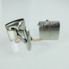 GEMELLI UOMO ACCIAIO INOX CAMICIA POLSO CERIMONIA ELEGANTE ARGENTO SATINATO XJ29