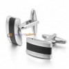 GEMELLI UOMO ACCIAIO INOX CAMICIA POLSO CERIMONIA ELEGANTE ARGENTO NERO XJ30