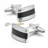GEMELLI UOMO ACCIAIO INOX CAMICIA POLSO CERIMONIA ELEGANTE ARGENTO NERO XJ30