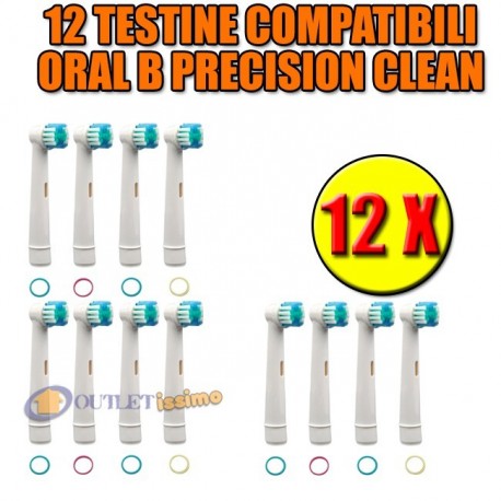 12 TESTINE RICAMBIO PRECISION CLEAN COMPATIBILI ORAL B SPAZZOLINO ELETTRICO