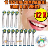 12 TESTINE RICAMBIO PRO BRIGHT 3D WHITE COMPATIBILI ORAL B SPAZZOLINO ELETTRICO