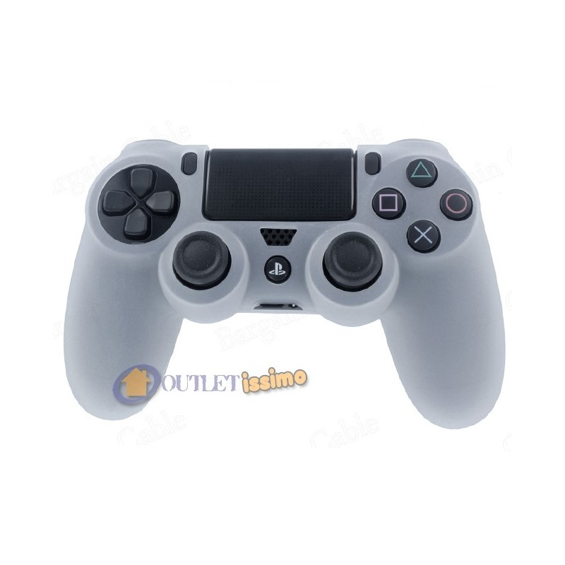 CUSTODIA COVER SILICONE CONTROLLER JOYSTICK PAD SONY PLAYSTATION 4 PS4 BIANCO