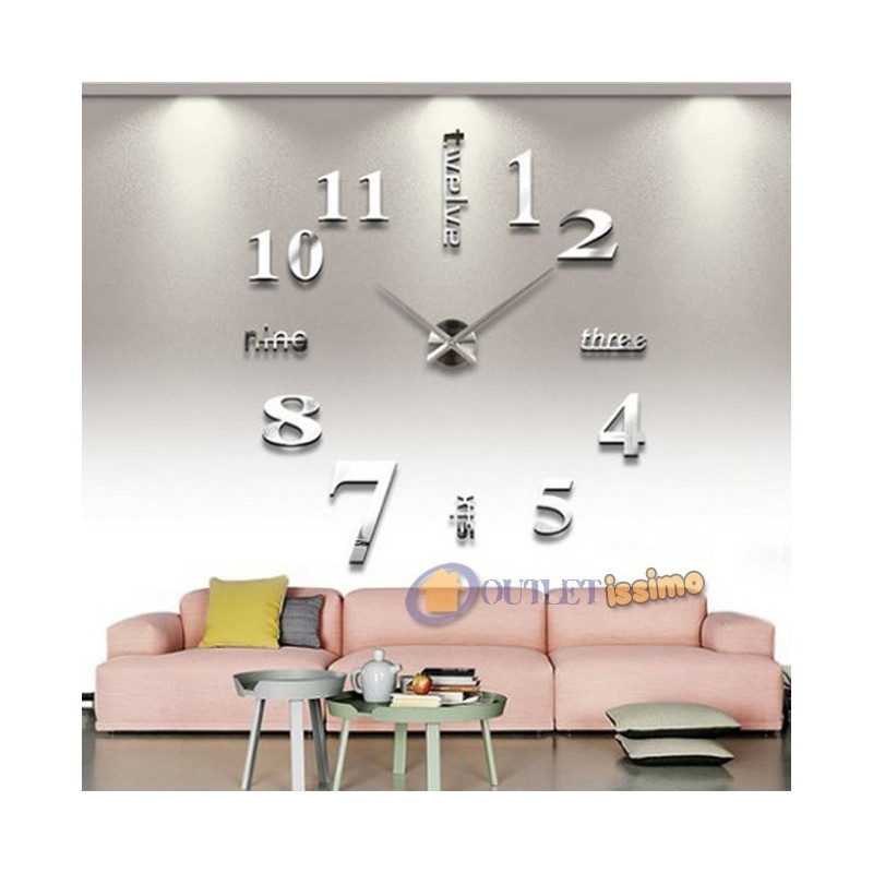 Orologio Da Parete Tridimensionale Numeri Lettere Adesivi Specchio 3d