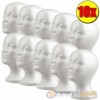 KIT 10 TESTE TESTA IN POLISTIROLO BIANCO ESPOSITORE PER PARRUCCA CAPPELLO CASCO
