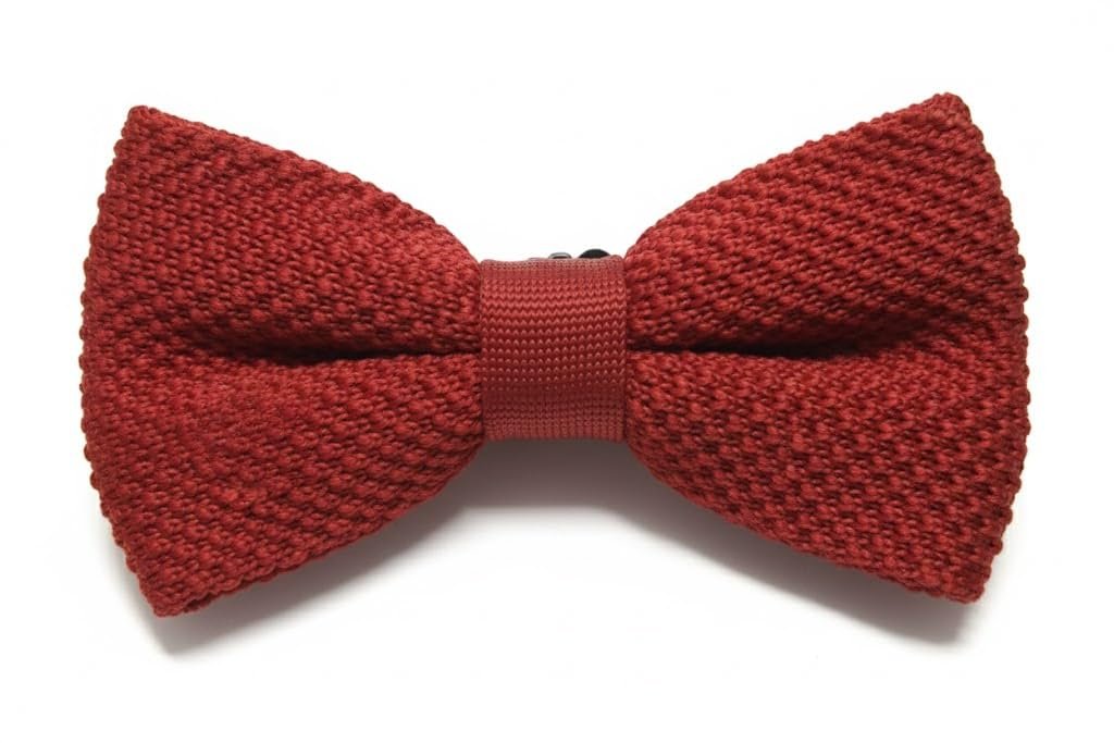 Papillon Uomo GRANATA a Maglia – Elegante Cravatta a Farfalla in Maglia Intrecciata Preannodata – Stile Classico per Cerimonie, Matrimonio, Business, Moda Casual