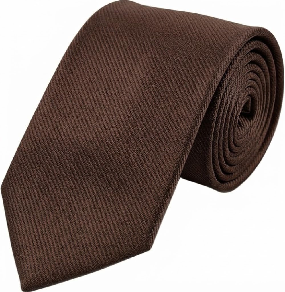 Cravatta uomo marrone slim stretta 6cm in micro twill a coste diagonali, elegante tinta unita strutturata per cerimonia e business 150cm x 5cm