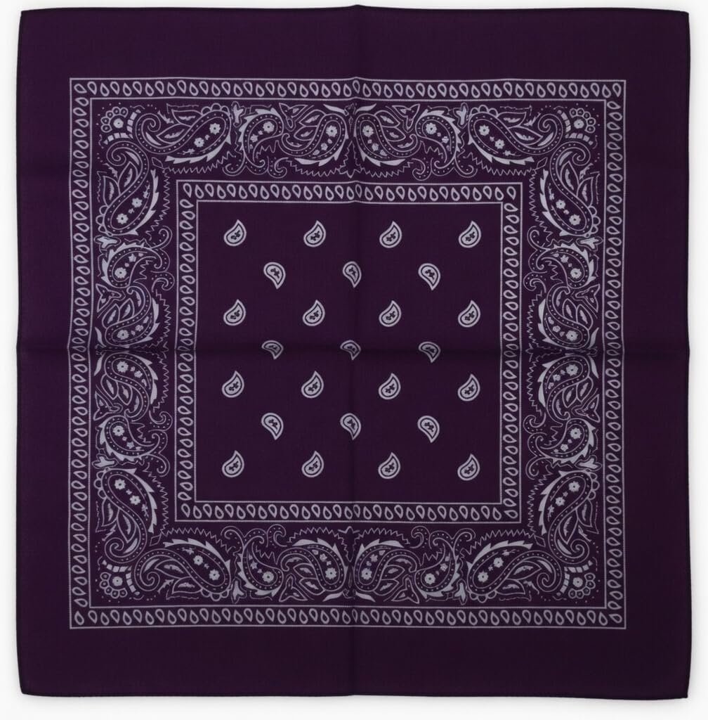 BANDANA VIOLA QUADRATA  PAISLEY PIRATA FAZZOLETTO SPORT CICLISMO SOTTO CASCO