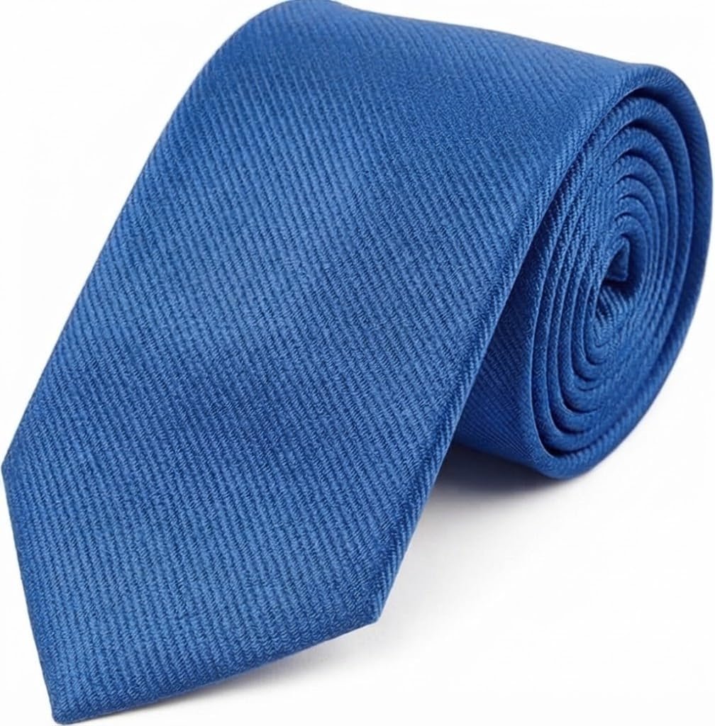 Cravatta Uomo BLU ROYAL Slim Stretta 6cm in Micro Twill a Coste Diagonali, Elegante Tinta Unita Strutturata per Cerimonia e Business 150cm x 5cm