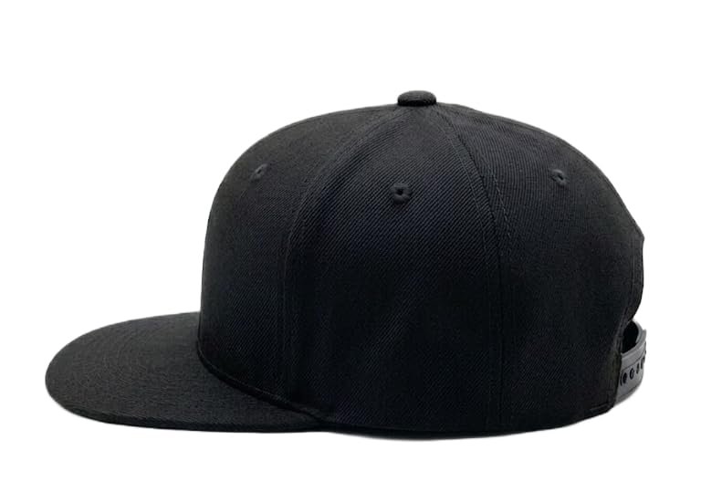 Cappello Snapback NERO Scuro in Cotone e Viscosa con Visiera Piatta Regolabile V008