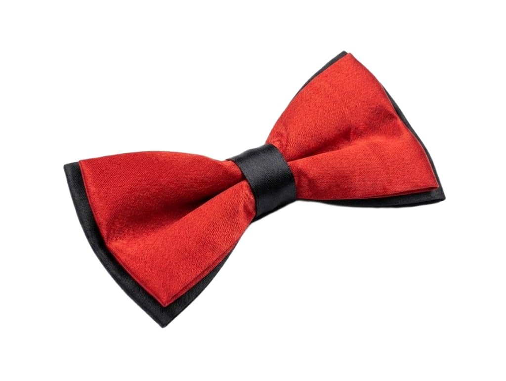 PAPILLON RASO SLIM SOTTILE CRAVATTINO FARFALLINO FARFALLA UOMO DONNA Rosso e Nero Bicolore