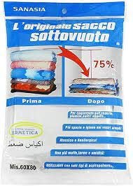 Confezione di 6 Sacco Sottovuoto Salvaspazio Misura 60x80 Doppia Chiusura Ermetica Anallergico Atossico Anti Umidità Doppia Zip Sicura + Valvola Biancheria Piumini Vestiti