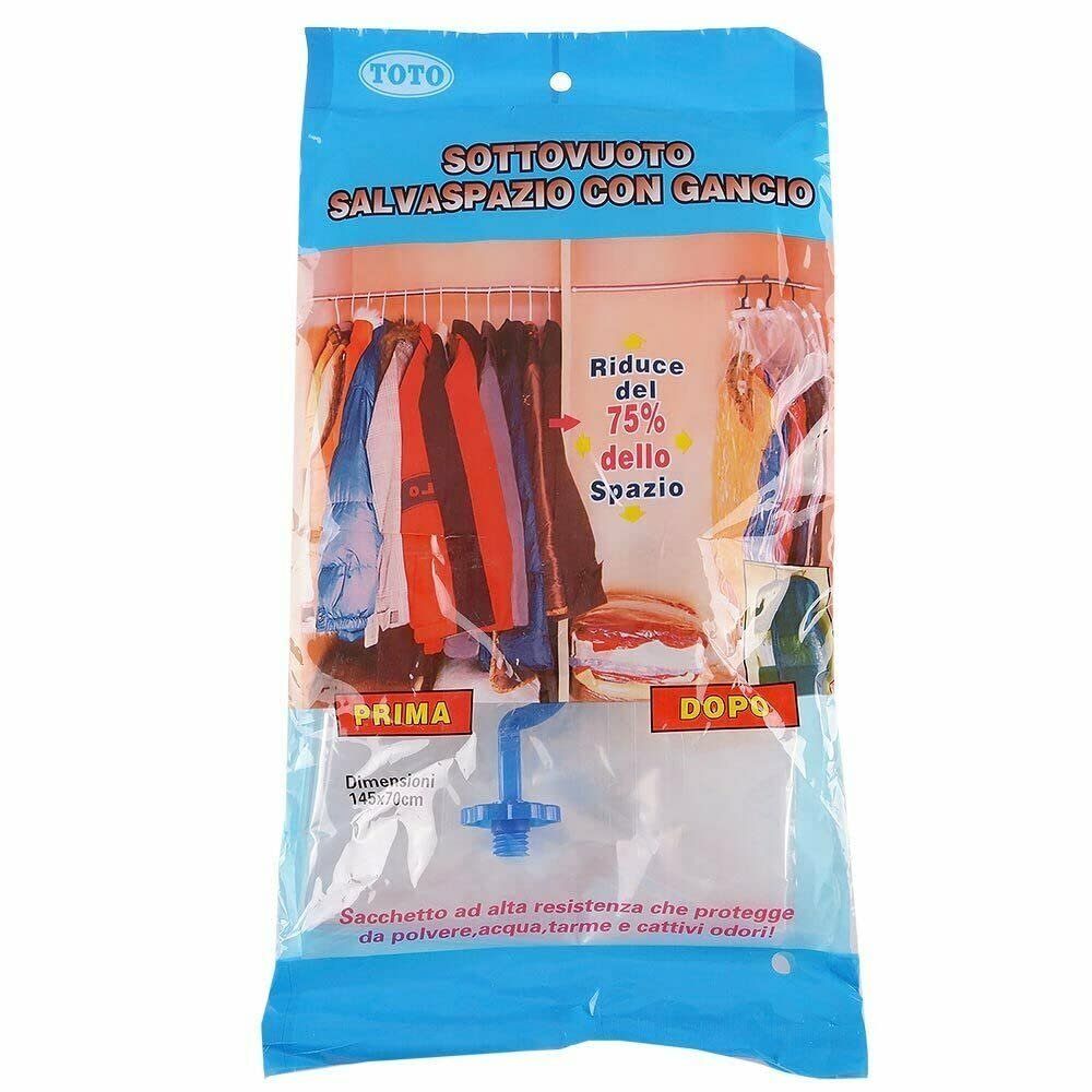 Confezione di 4 Sacco Sottovuoto Salvaspazio Misura 145x70 Doppia Chiusura Ermetica Anallergico Atossico Anti Umidità Doppia Zip Sicura + Valvola Biancheria Piumini Vestiti