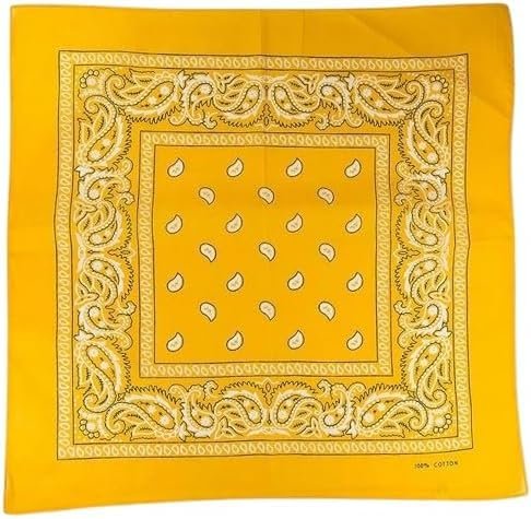 BANDANA GIALLA QUADRATA  PAISLEY PIRATA FAZZOLETTO SPORT CICLISMO SOTTO CASCO