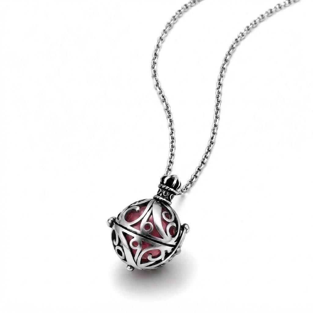 COLLANA CIONDOLO CHIAMA ANGELI BOLA MESSICANA SFERA rosa 2,6cm CATENA 126cm ET84
