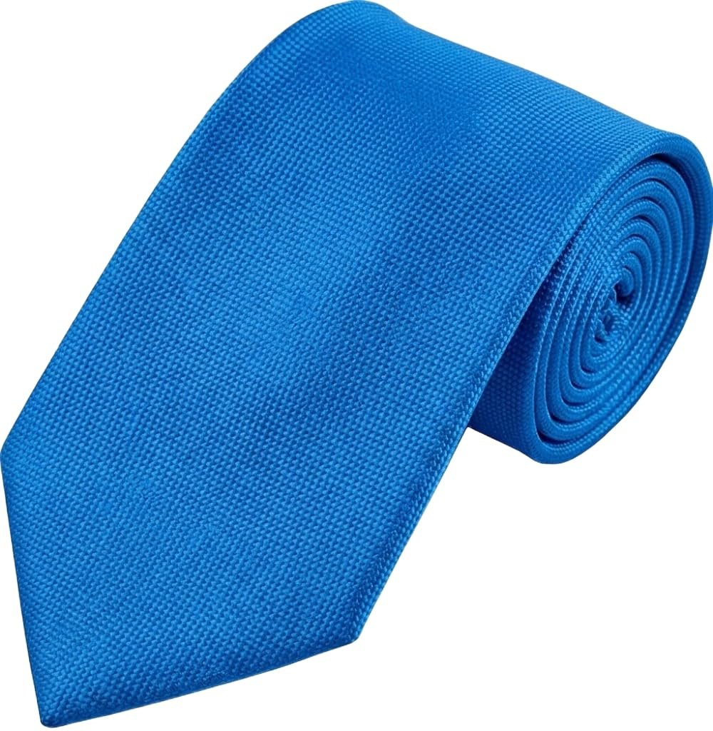 Cravatta Uomo Blu elettrica Slim Stretta 150 x 5cm in Micro-Check a Quadretti, Elegante Tinta Unita Strutturata per Cerimonia e Business