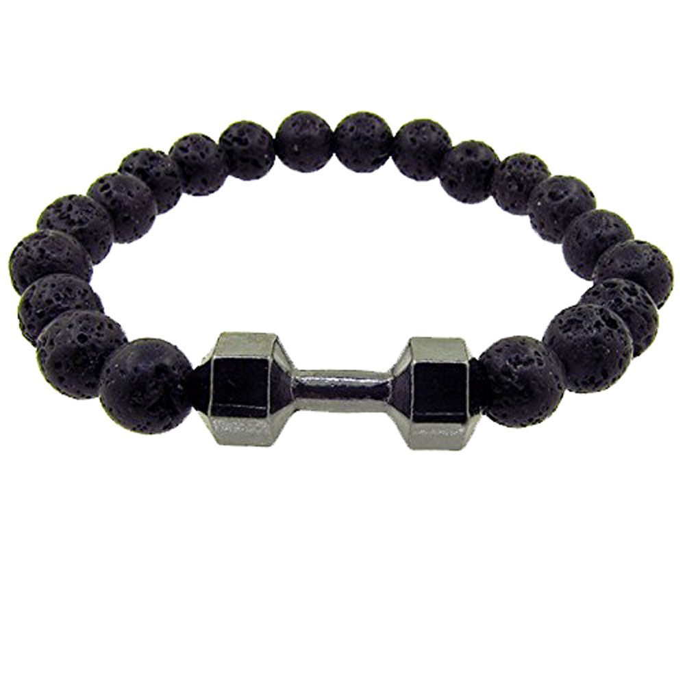 BRACCIALE BRACCIALETTO PIETRA LAVICA MANUBRIO PESO PALESTRA PIETRE DURE CHAKRA ET53
