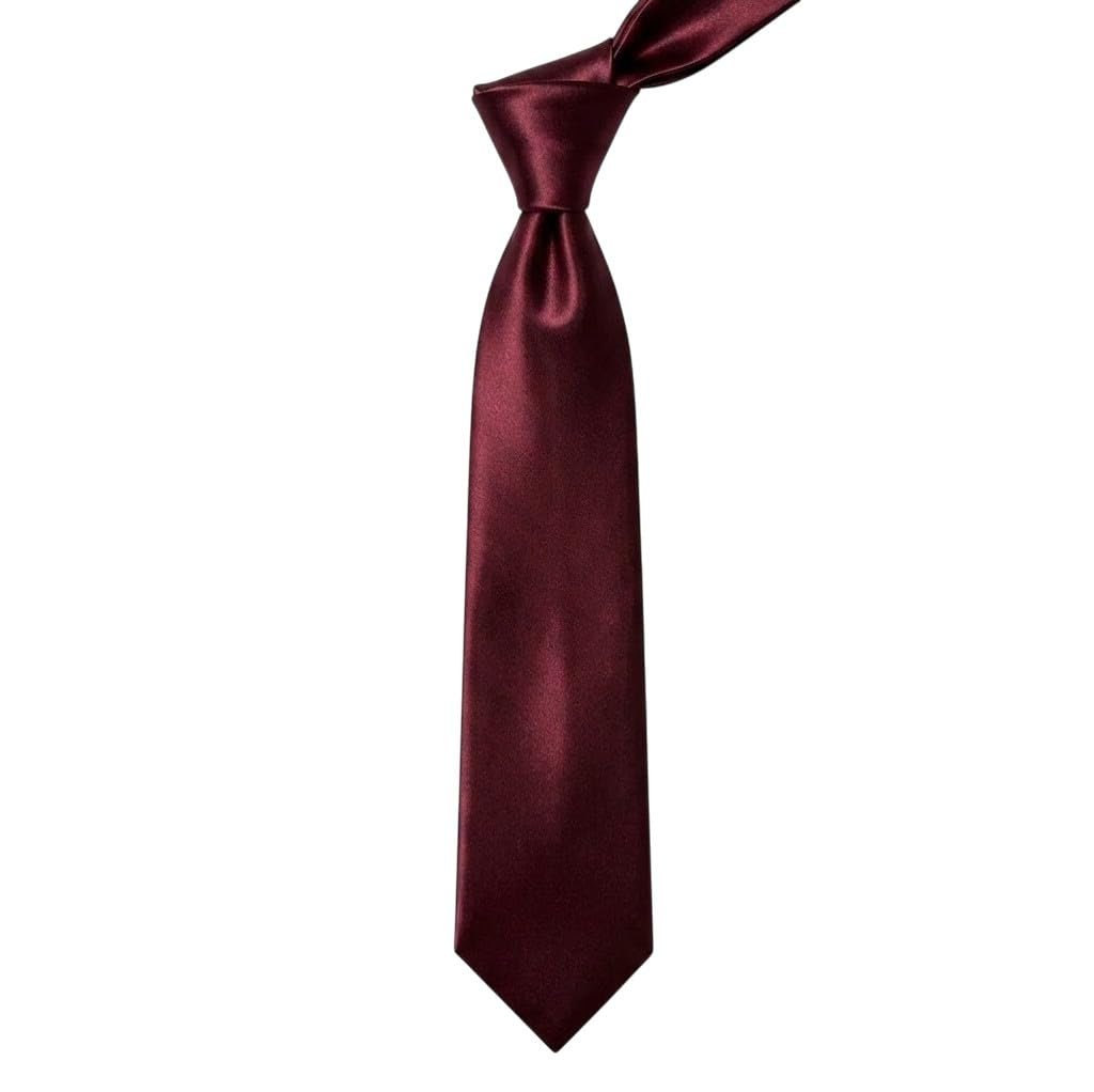 Cravatta Uomo Classica Rosso Granata Bordeaux in Raso Lucido - Elegante Cravatta Standard per Cerimonia, Eventi e Business - Larghezza 8 cm
