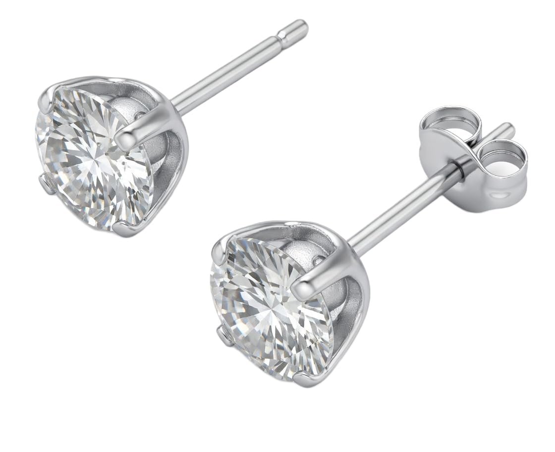 Orecchini a Lobo Punto Luce Tondi con Zirconi Eleganti Orecchini Donna Classici 4mm UN23