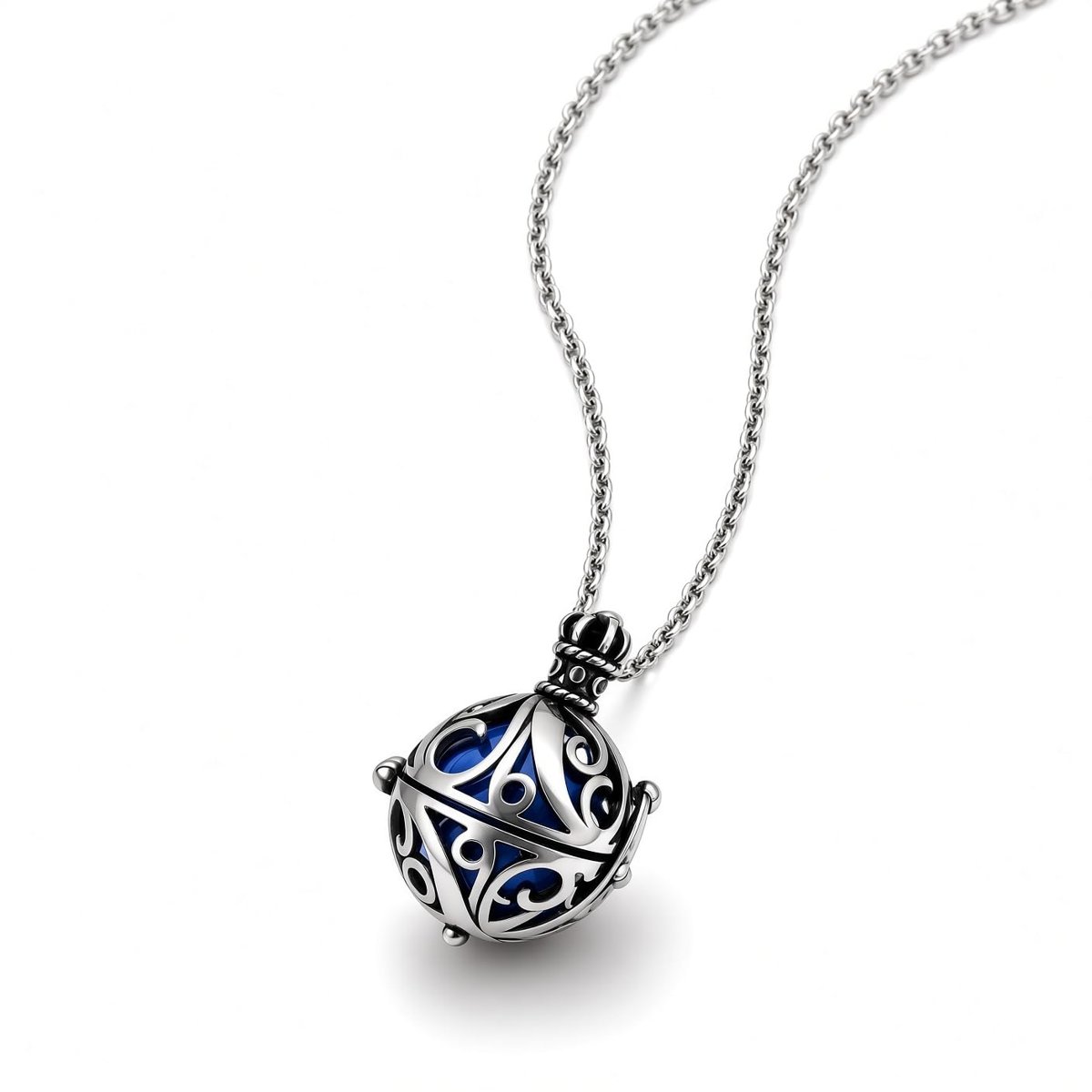 COLLANA CIONDOLO CHIAMA ANGELI BOLA MESSICANA SFERA BLU 2,6cm CATENA ET85
