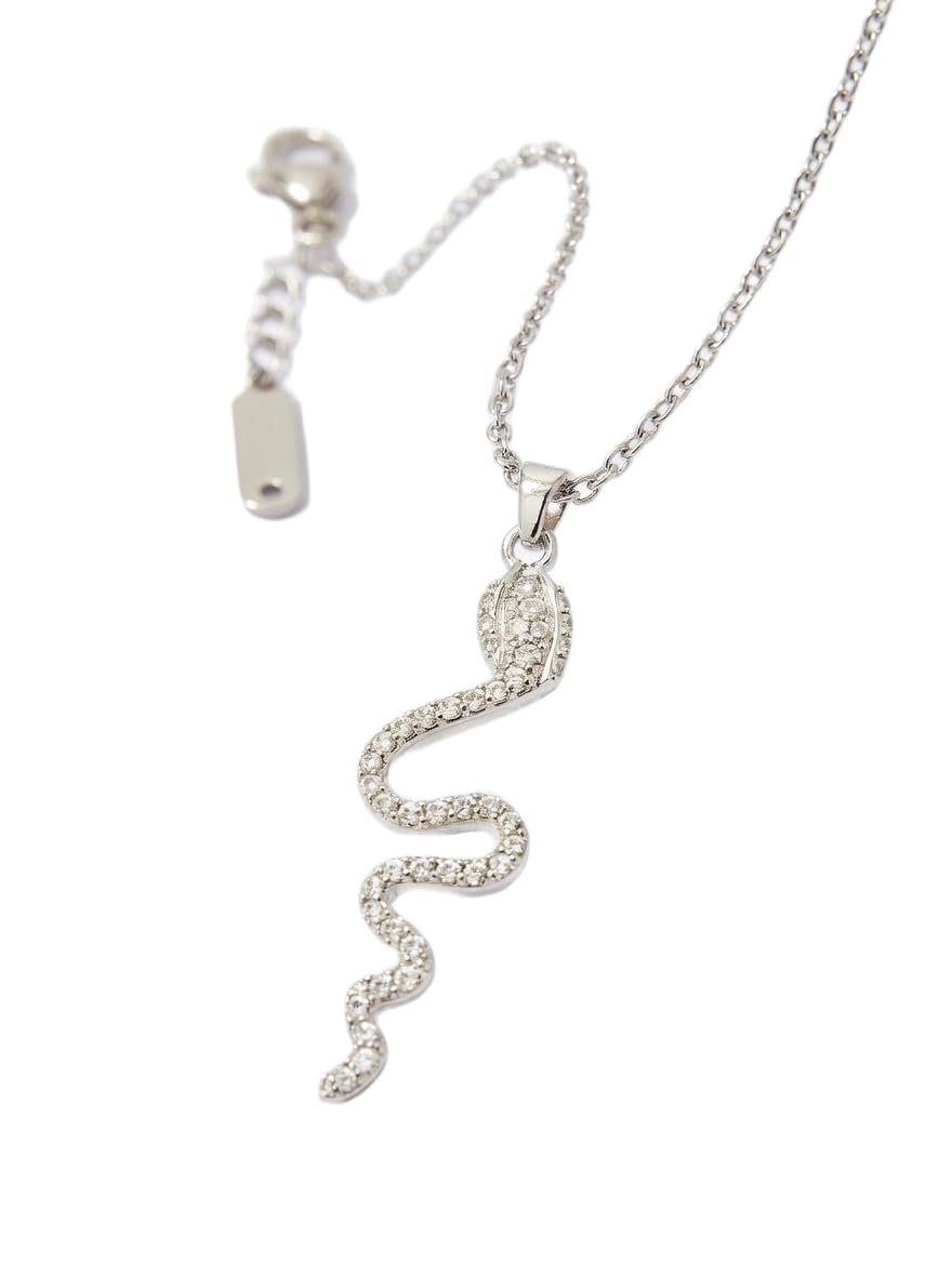 Collana Donna Girocollo con Pendente Serpente Sinuoso Impreziosito da Cristalli Brillanti ET280