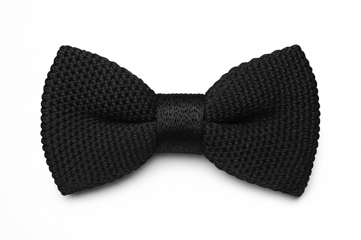 Papillon Uomo Nero a Maglia – Elegante Cravatta a Farfalla in Maglia Intrecciata Preannodata