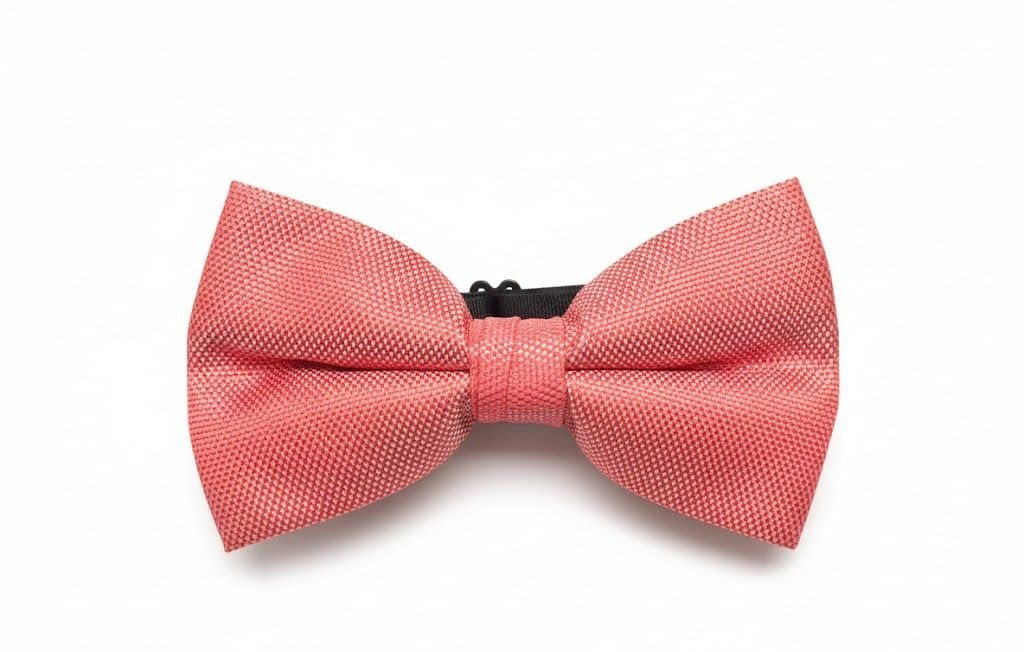 Papillon Uomo Rosso Corallo Salmone a Puntini Bianchi Elegante in Microfibra Jacquard