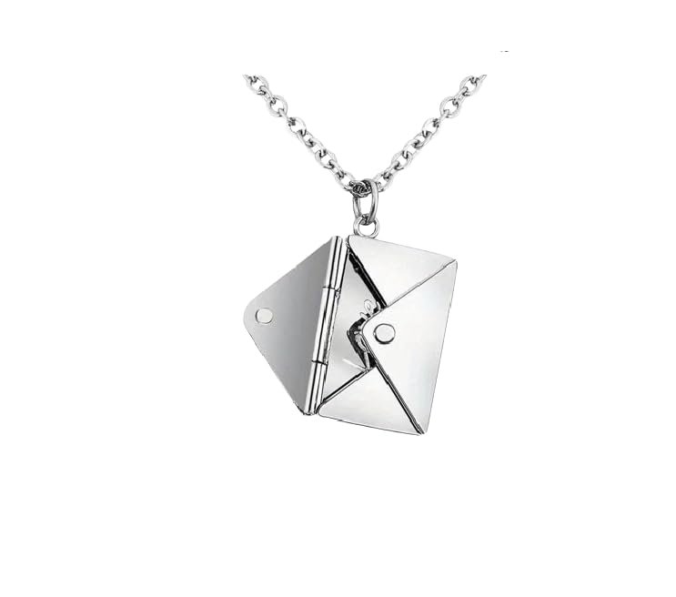 Collana Ciondolo Medaglione Con Busta Apribile 2cm Con Lettera Amore I Love You Colore ARGENTO ET241
