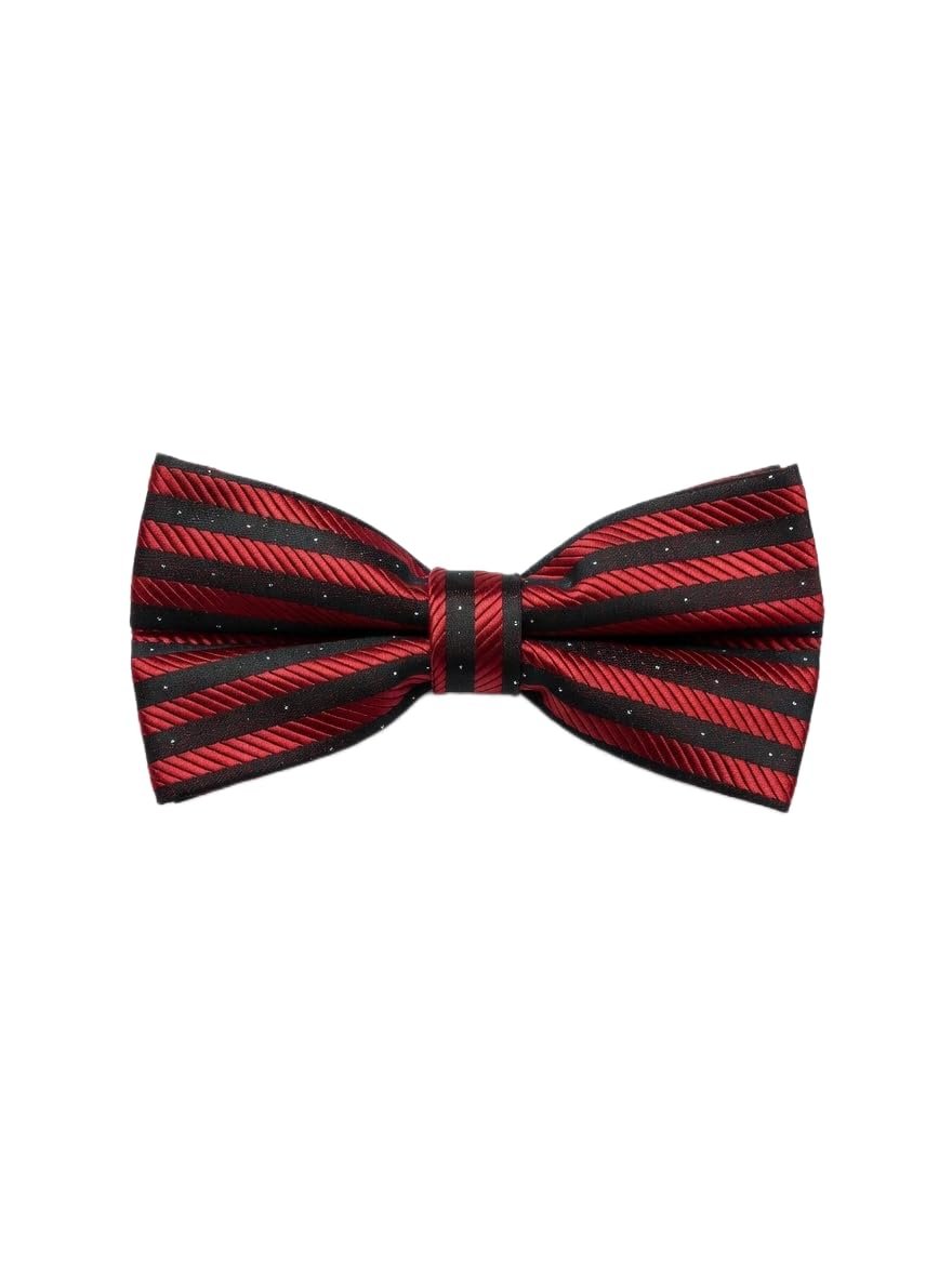 Papillon da uomo rosso e nero jacquard a righe - farfallino elegante pre-annodato regolabile per cerimonia, matrimonio e gala