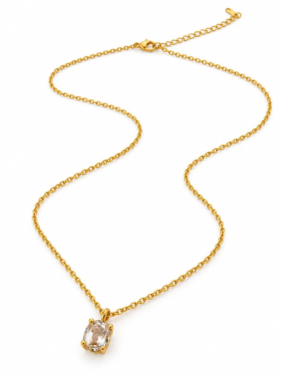 Collana Donna Dorata con Ciondolo Punto Luce Bianco Regolabile ET393