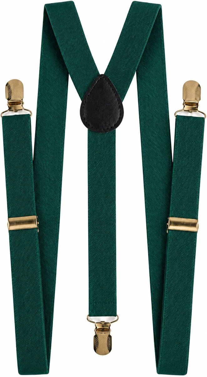 Bretelle verdi scuro uomo donna unisex verde elastiche regolabili 3 clip 2,5cm