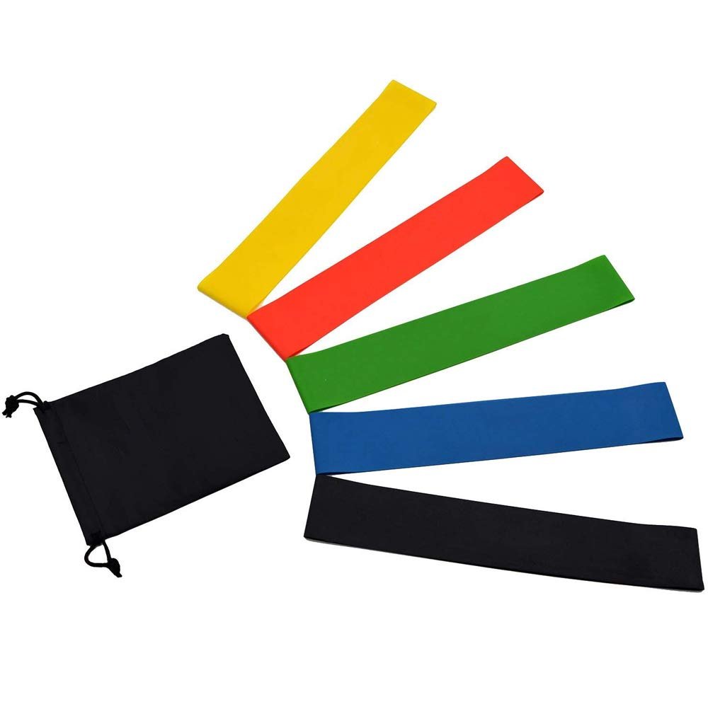 Set di 5 Bande Elastiche Fasce Resistenza Banda per Fitness Yoga Crossfit