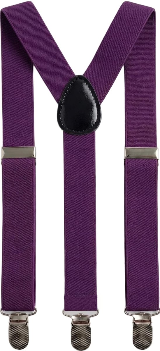 Bretelle viola uomo donna unisex elastiche regolabili 3 clip 2,5cm nuovo