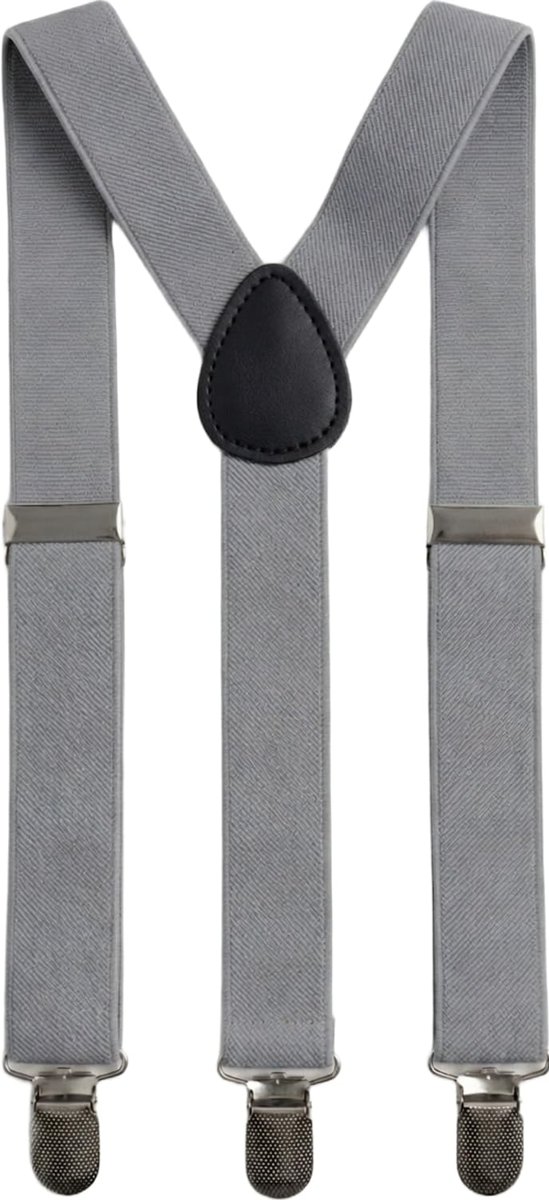 Bretelle grigio chiaro uomo donna unisex elastiche regolabili 3 clip 2,5cm nuovo