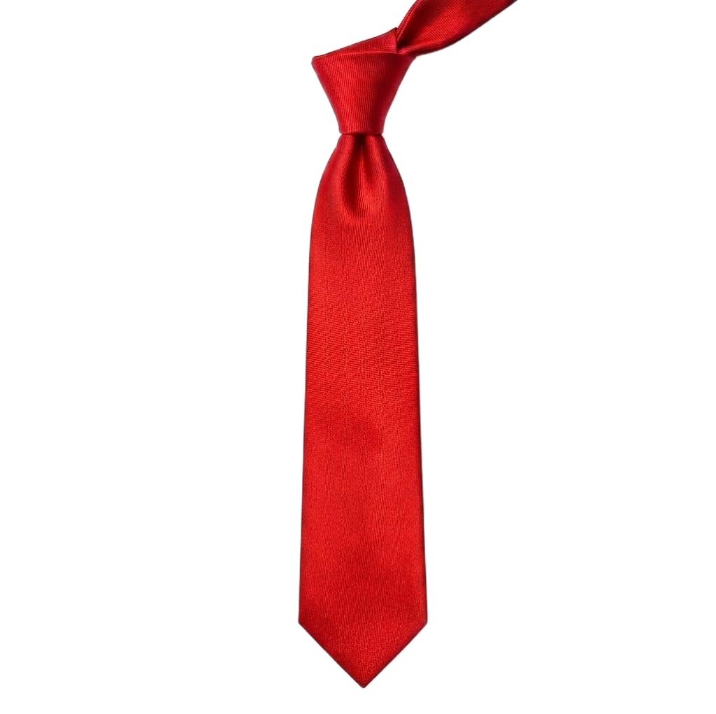Cravatta Uomo Classica Rosso Corallo in Raso Lucido - Elegante Cravatta Standard per Cerimonia, Eventi e Business - Larghezza 8 cm