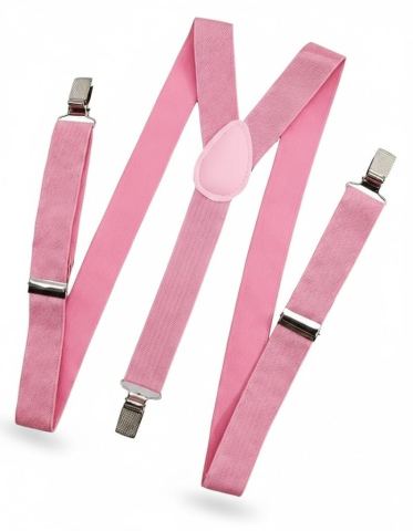 Bretelle rosa uomo donna elastiche regolabili 3 clip 2,5cm