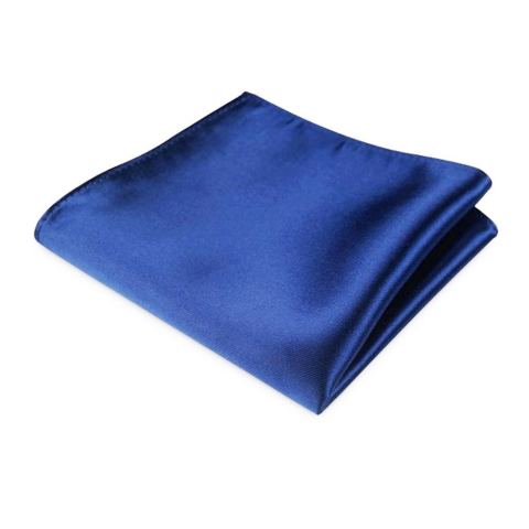 POCHETTE FAZZOLETTO TASCHINO RASO BLU COBALTO SETA CLASSICO UOMO DONNA