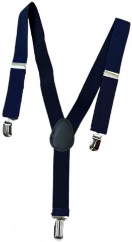 Bretelle blu scuro uomo donna elastiche regolabili 3 clip 2,5cm