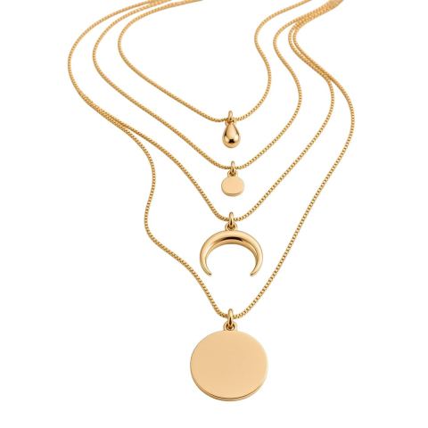 COLLANA DONNA 4 STRATI SET CIONDOLI PENDENTI E CIONDOLO LUNA ET122