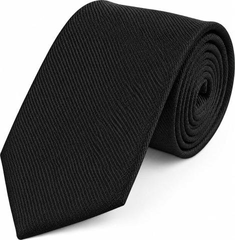OUTLETISSIMO® Cravatta Uomo Nera Slim Stretta in Micro Twill a Coste Diagonali, Tinta Unita 150cm x 5cm