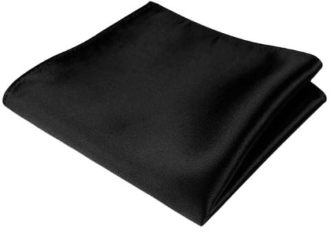 POCHETTE FAZZOLETTO TASCHINO RASO NERO SETA CLASSICO UOMO DONNA