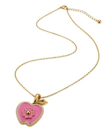 OUTLETISSIMO® Collana Donna Dorata con Ciondolo Portafoto Cuore Verde Apribile ET403