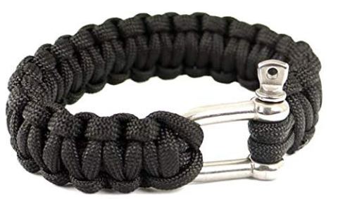 BRACCIALE PARACORD 550 A PASSO QUADRUPLO CHIUSURA ACCIAIO U GRILLO SOPRAVVIVENZA