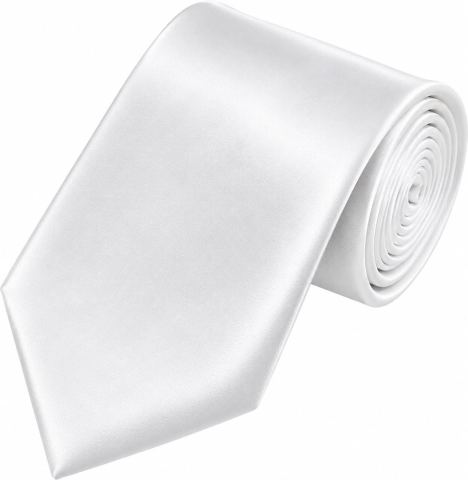 Cravatta Slim Bianca Accessorio Elegante Casual Unisex Nastro Raso 150cm x 5cm Tinta Unita