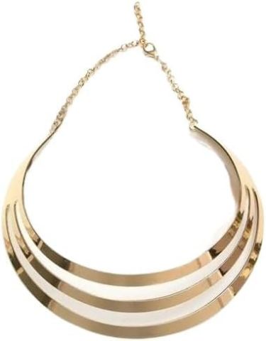 Collana Tre Strati Choker Semi Cerchio Liscio 3cm Chic Girocollo Rigido Sexy Collare Colore Oro ET220