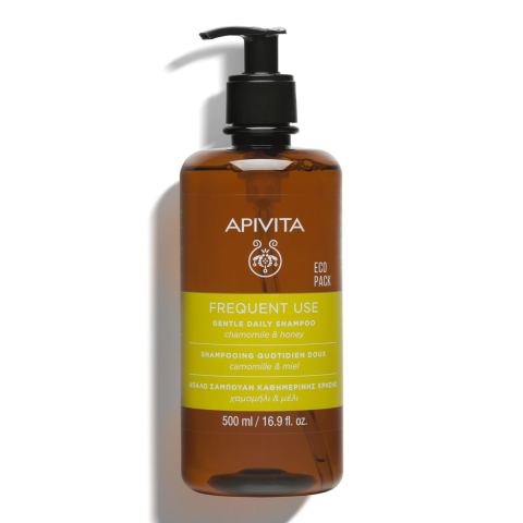 APIVITA Shampoo delicato per uso quotidiano, idrata e lenisce con camomilla e miele, senza silicone, 500 ml