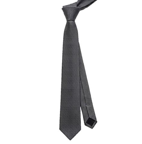 Cravatta Uomo Grigio Scuro Slim Stretta 6cm in Micro Twill a Coste…