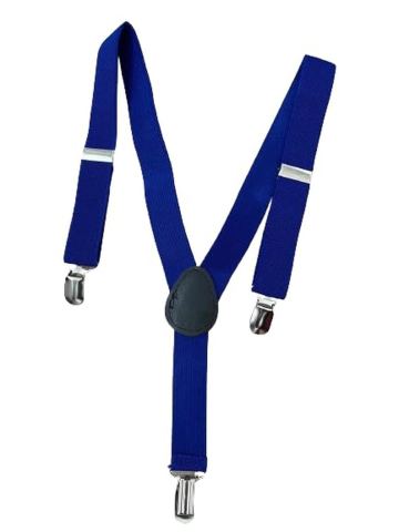 Bretelle blu uomo donna elastiche regolabili 3 clip 2,5cm